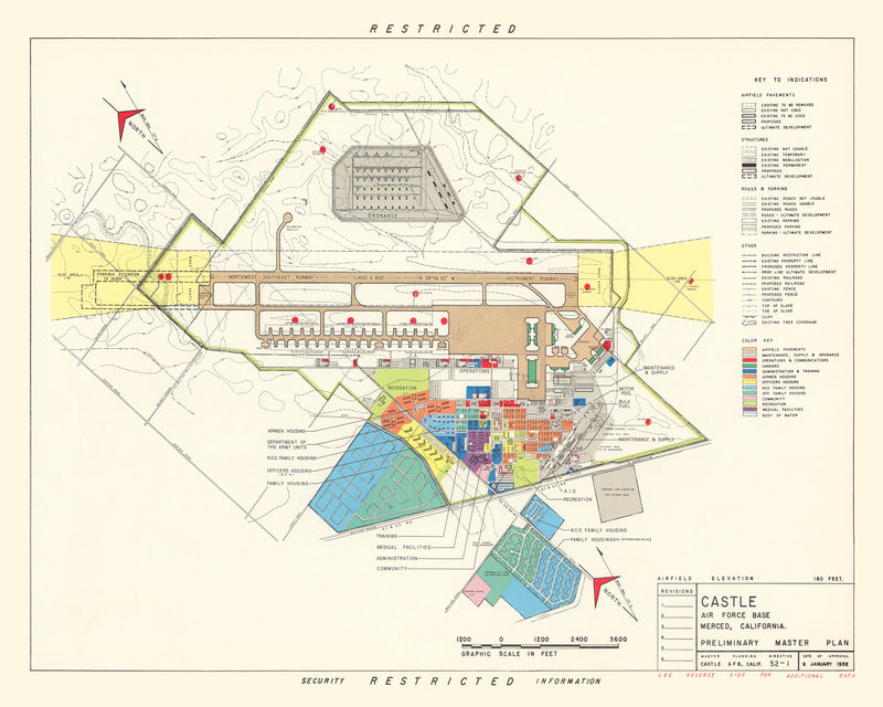 Size comparison using Vintage Map of Castle Air Force Base, 1952