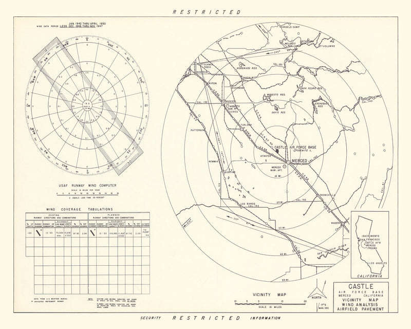 Size comparison using Vintage Map of the Castle Air Force Base Vicinity, 1952