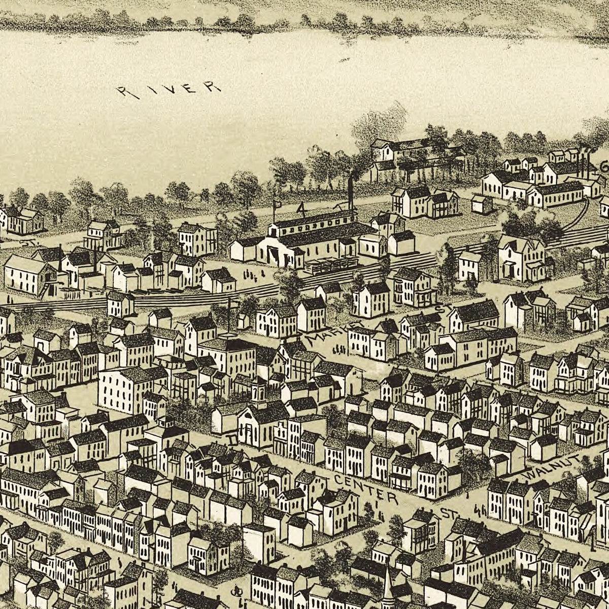 Restored historic details from the 1894 city map of Millersburg, Pennsylvania