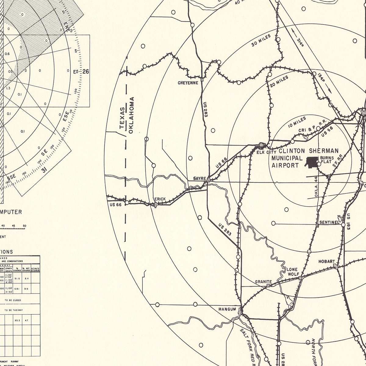 Restored historic details from the 1952 airfield map of Clinton, Oklahoma