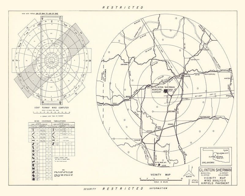 Size comparison using Vintage Map of the Clinton Sherman Municipal Airport Vicinity, 1952