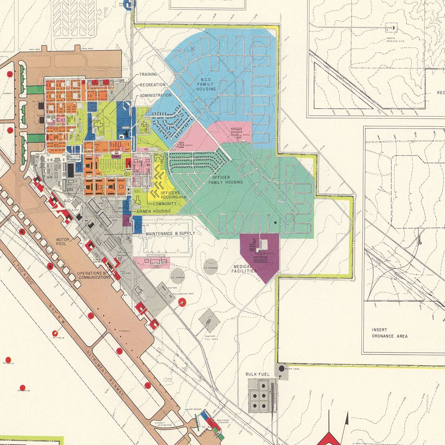Restored historic details from the 1951 airfield map of Tucson, Arizona