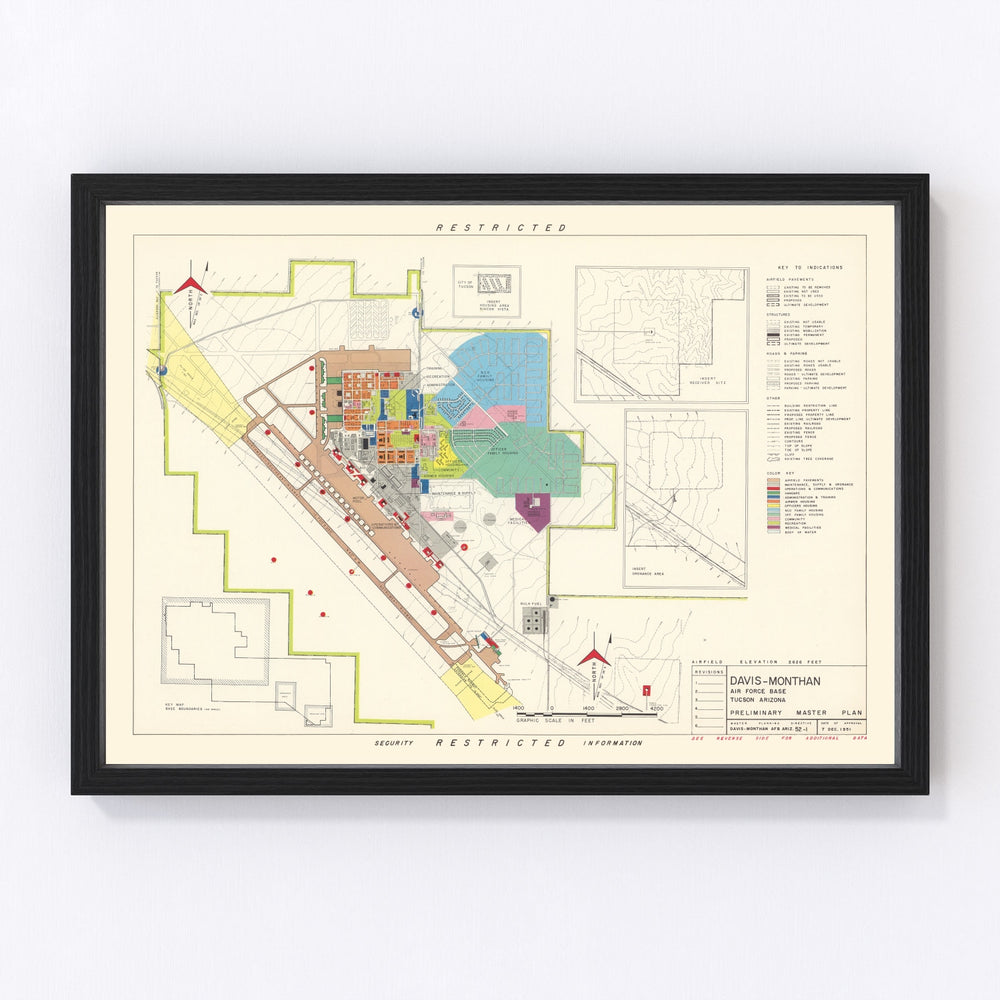 Davis-Monthan Air Force Base Vintage Map 1951