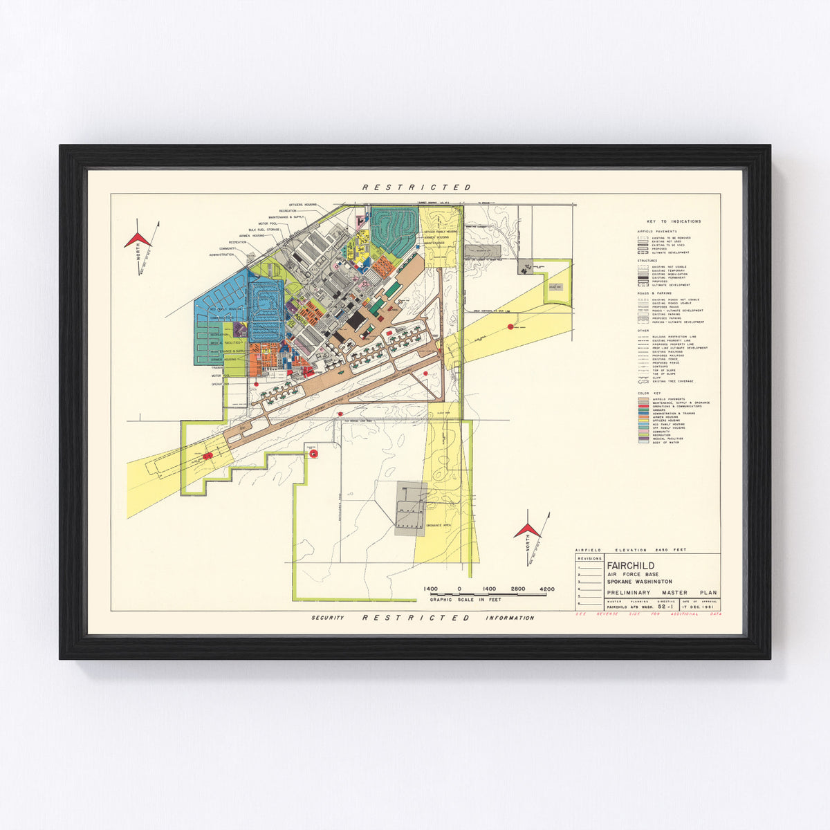 Fairchild Air Force Base Vintage Map 1951