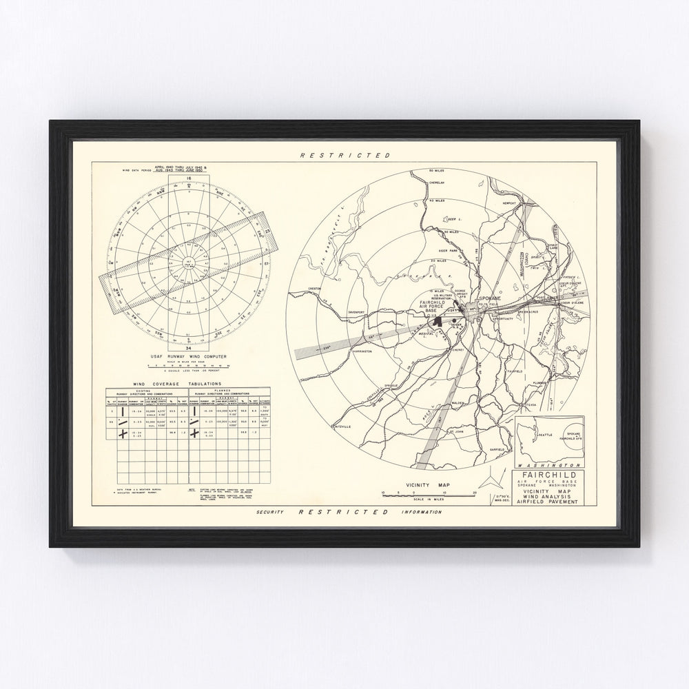 Fairchild Air Force Base Vicinity Vintage Map 1951