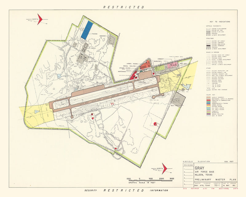Size comparison using Vintage Map of Gray Air Force Base, 1951
