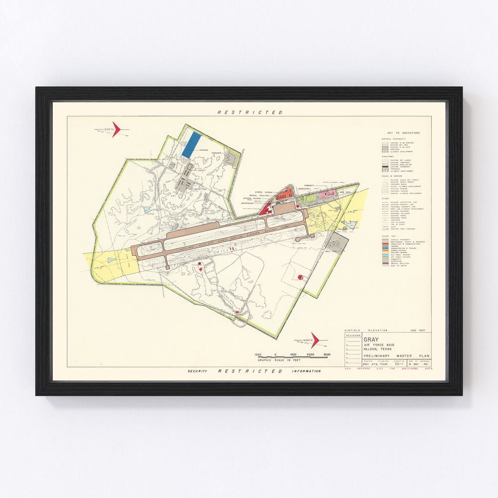 Gray Air Force Base Vintage Map 1951