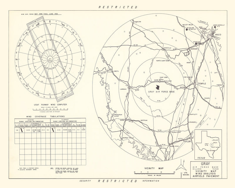 Size comparison using Vintage Map of the Gray Air Force Base Vicinity, 1951