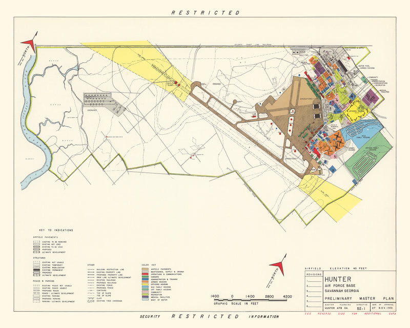 Size comparison using Vintage Map of Hunter Air Force Base, 1951