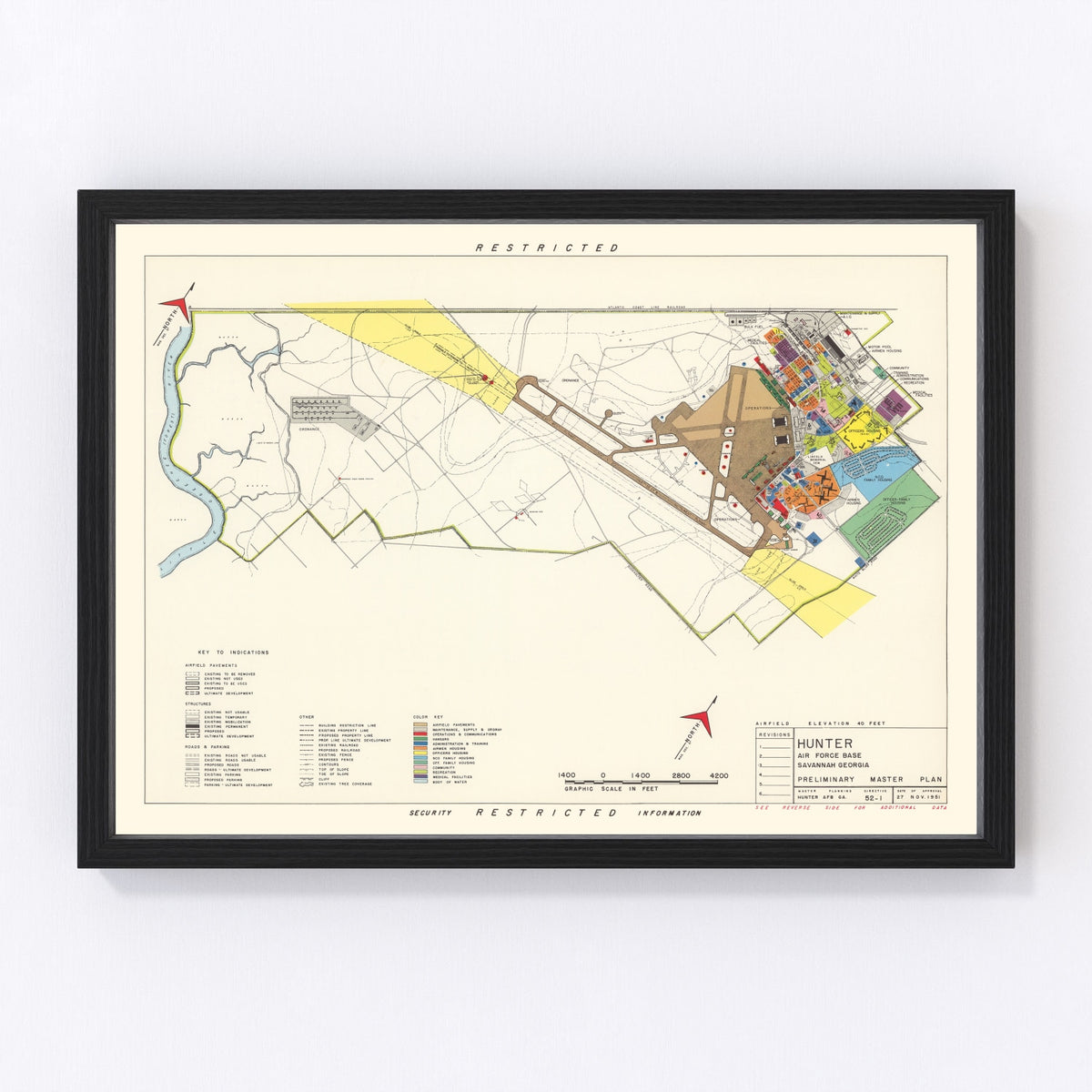 Hunter Air Force Base Vintage Map 1951