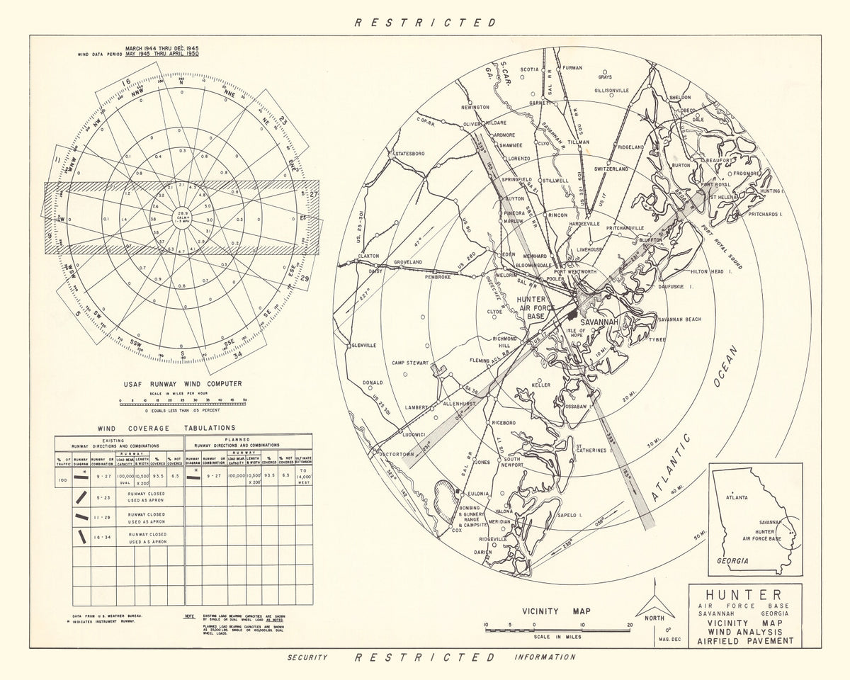 Preview of Vintage Map of the Hunter Air Force Base Vicinity, 1951