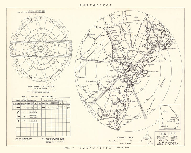 Size comparison using Vintage Map of the Hunter Air Force Base Vicinity, 1951