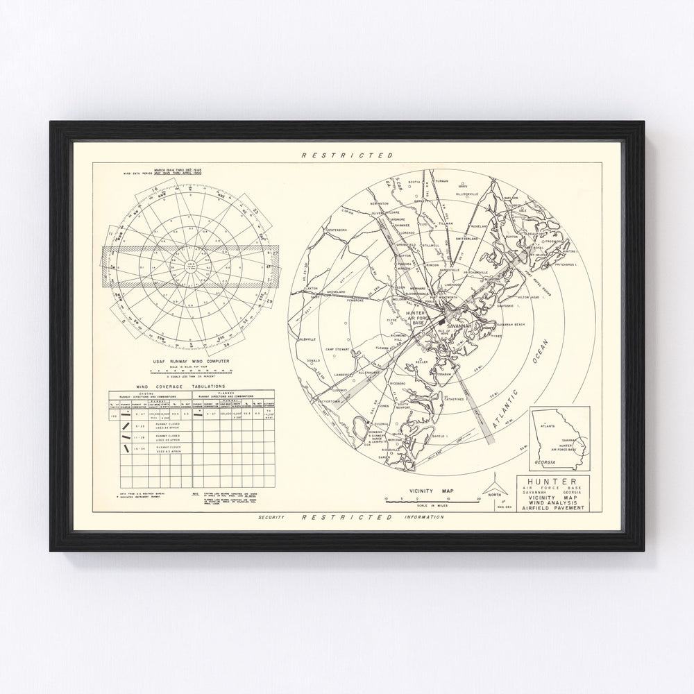 Hunter Air Force Base Vicinity Vintage Map 1951