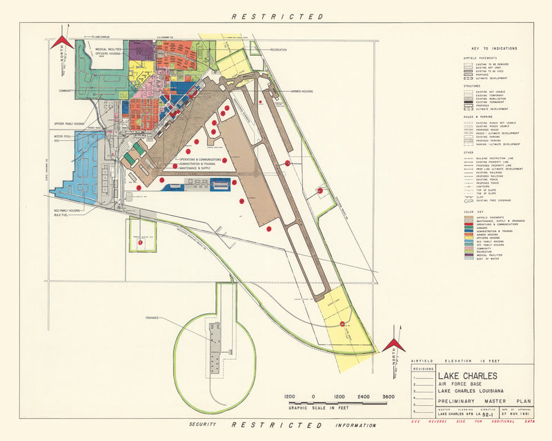 Size comparison using Vintage Map of Lake Charles Air Force Base, 1951