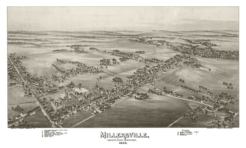 Size comparison using Vintage Map of Millersville, Pennsylvania 1894