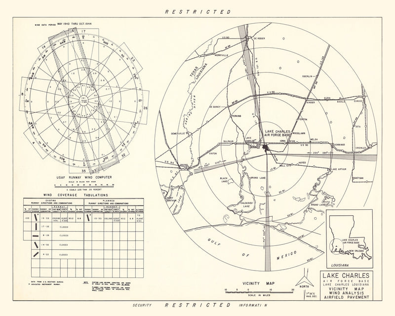 Size comparison using Vintage Map of the Lake Charles Air Force Base Vicinity, 1951