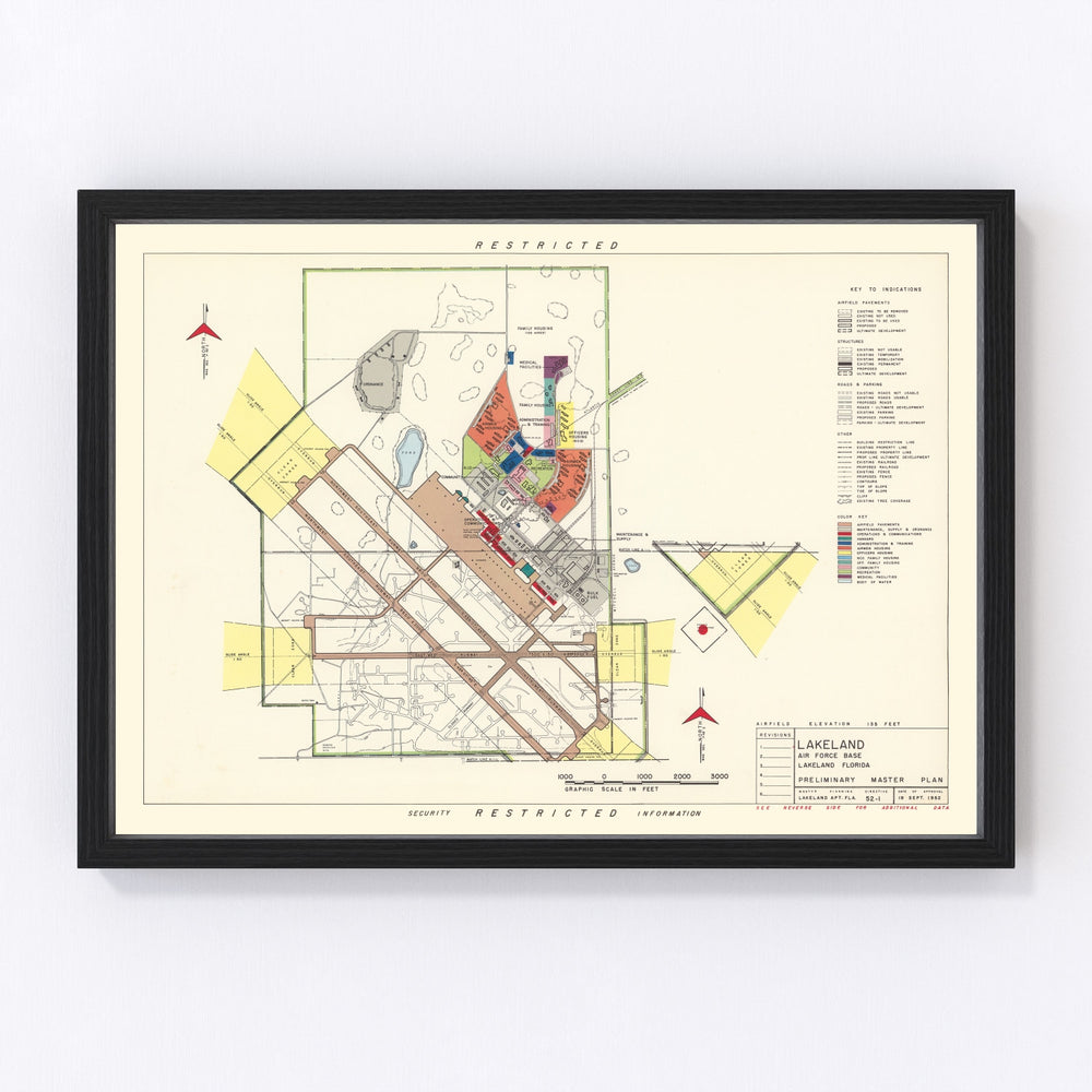 Lakeland Air Force Base Vintage Map 1952