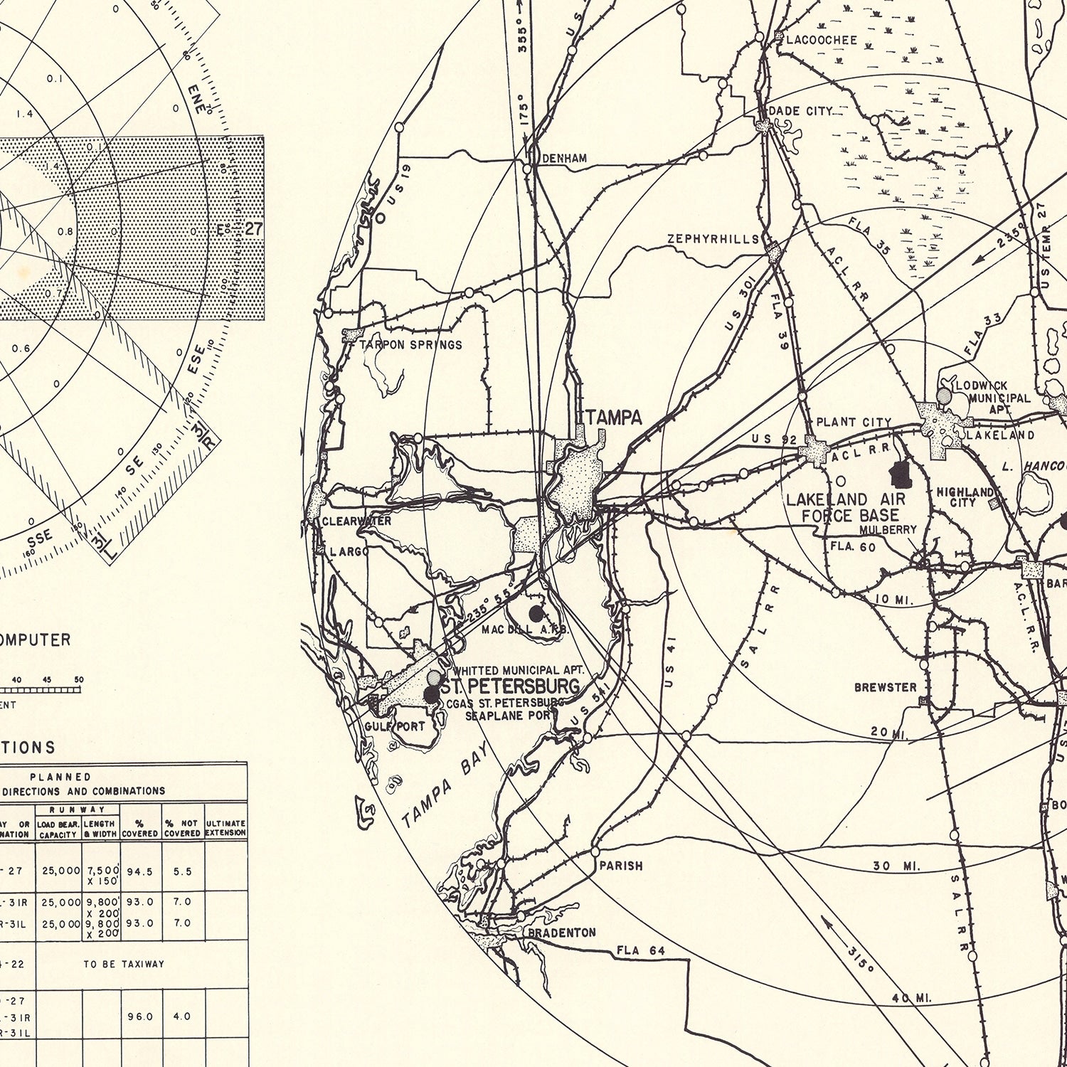 Restored historic details from the 1952 airfield map of Lakeland, Florida