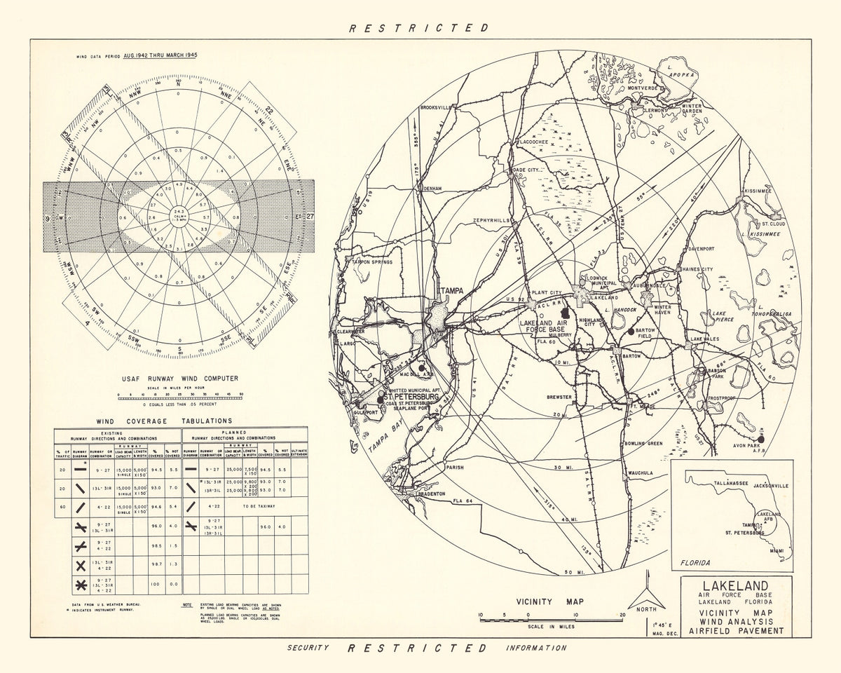 Preview of Vintage Map of the Lakeland Air Force Base Vicinity, 1952