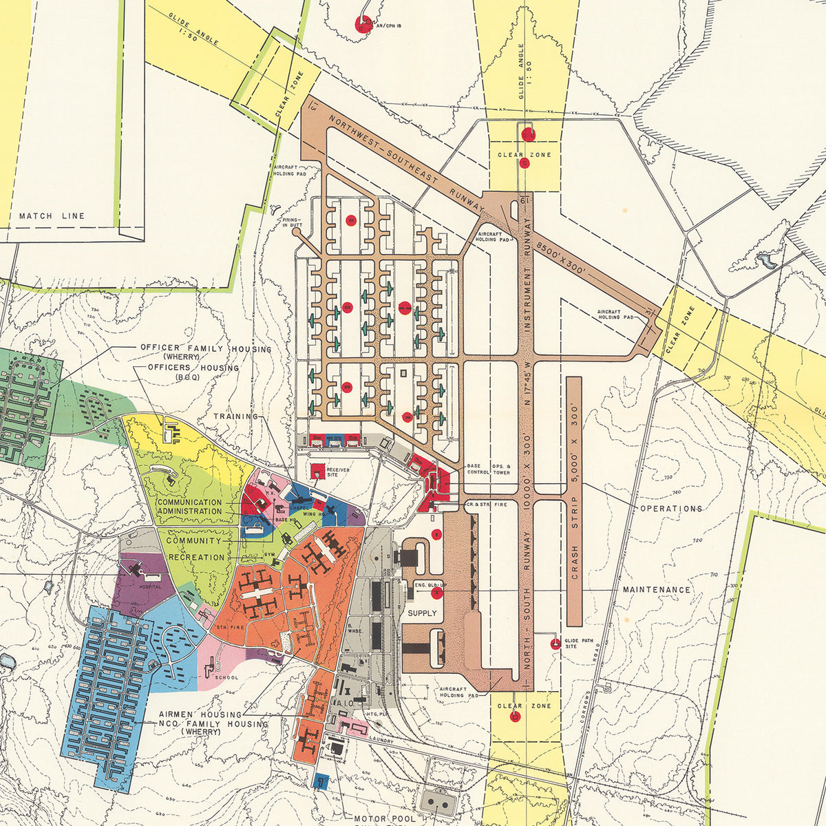 Restored historic details from the 1951 airfield map of Limestone, Maine