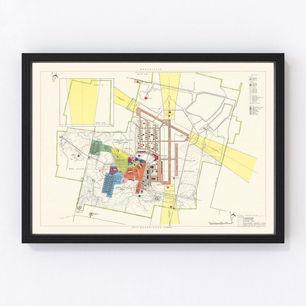 Limestone Air Force Base Vintage Map 1951