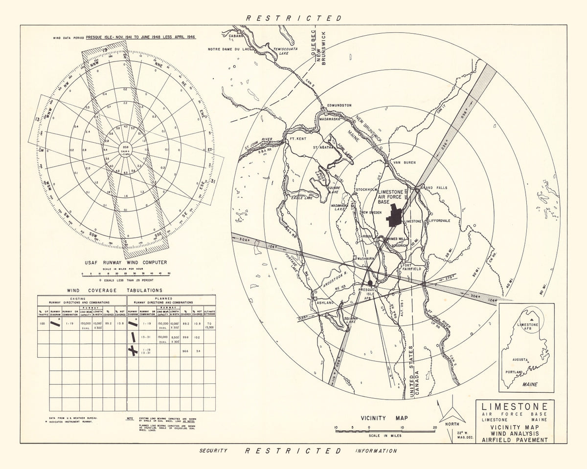 Preview of Vintage Map of the Limestone Air Force Base Vicinity, 1951
