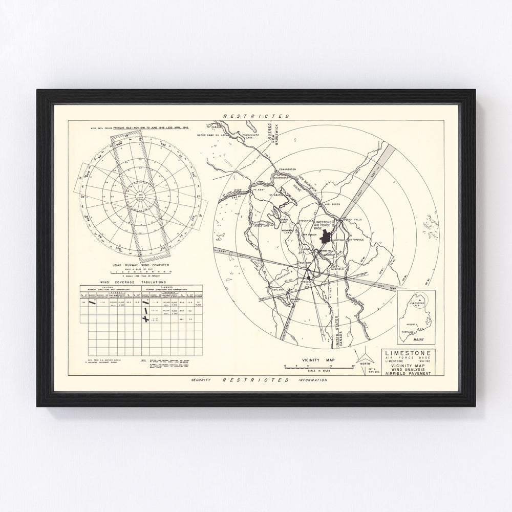 Limestone Air Force Base Vicinity Vintage Map 1951