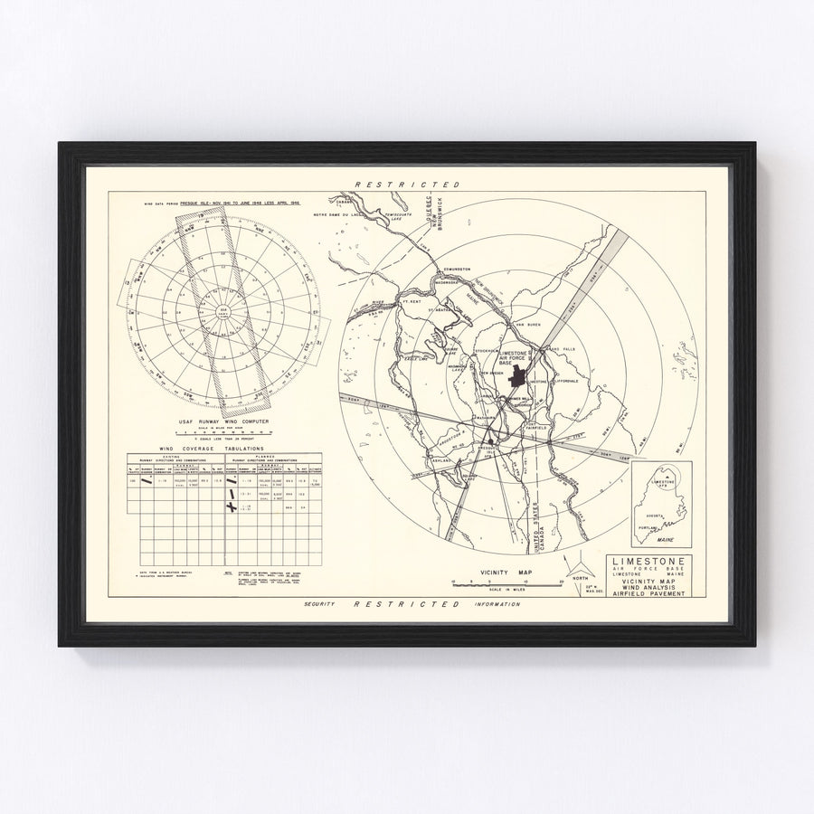 Limestone Air Force Base Vicinity Vintage Map 1951