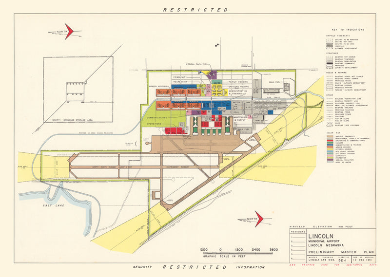 Size comparison using Vintage Map of Lincoln Municipal Airport, 1951