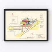 Lincoln Municipal Airport Vintage Map 1951