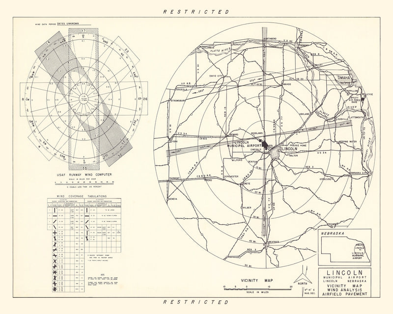 Size comparison using Vintage Map of the Lincoln Municipal Airport Vicinity, 1951