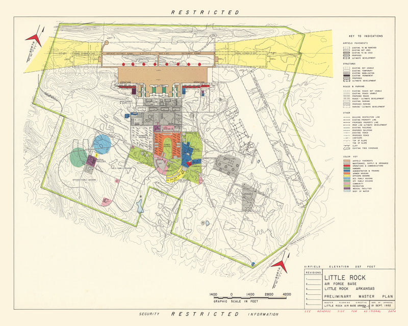 Size comparison using Vintage Map of Little Rock Air Force Base, 1952