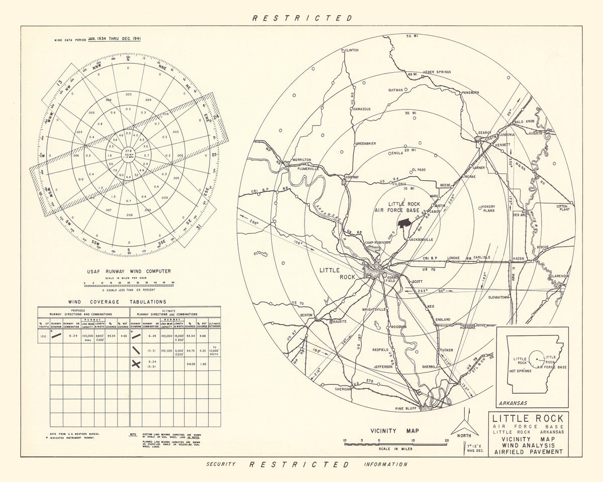 Preview of Vintage Map of the Little Rock Air Force Base Vicinity, 1952