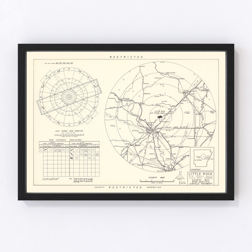 Little Rock Air Force Base Vicinity Vintage Map 1952