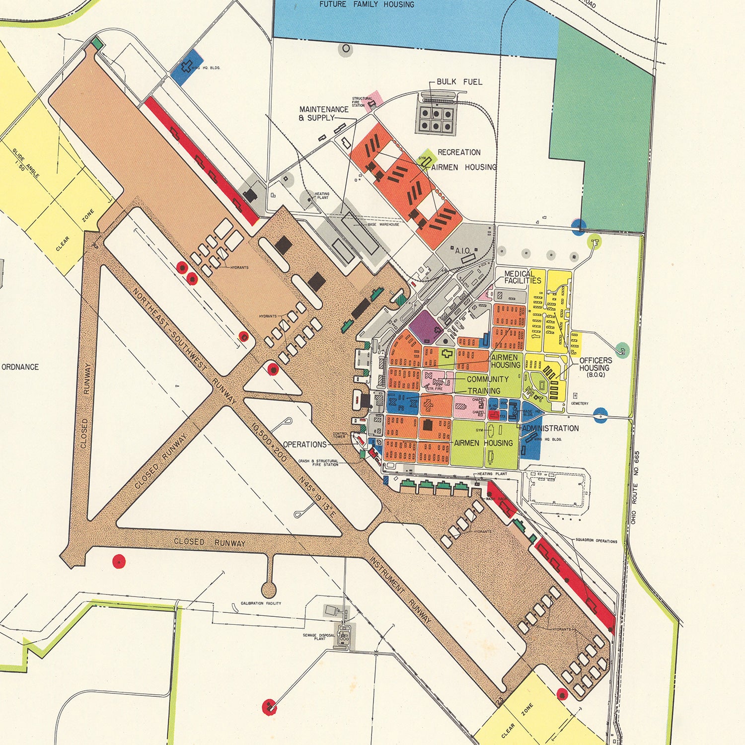 Restored historic details from the 1951 airfield map of Columbus, Ohio