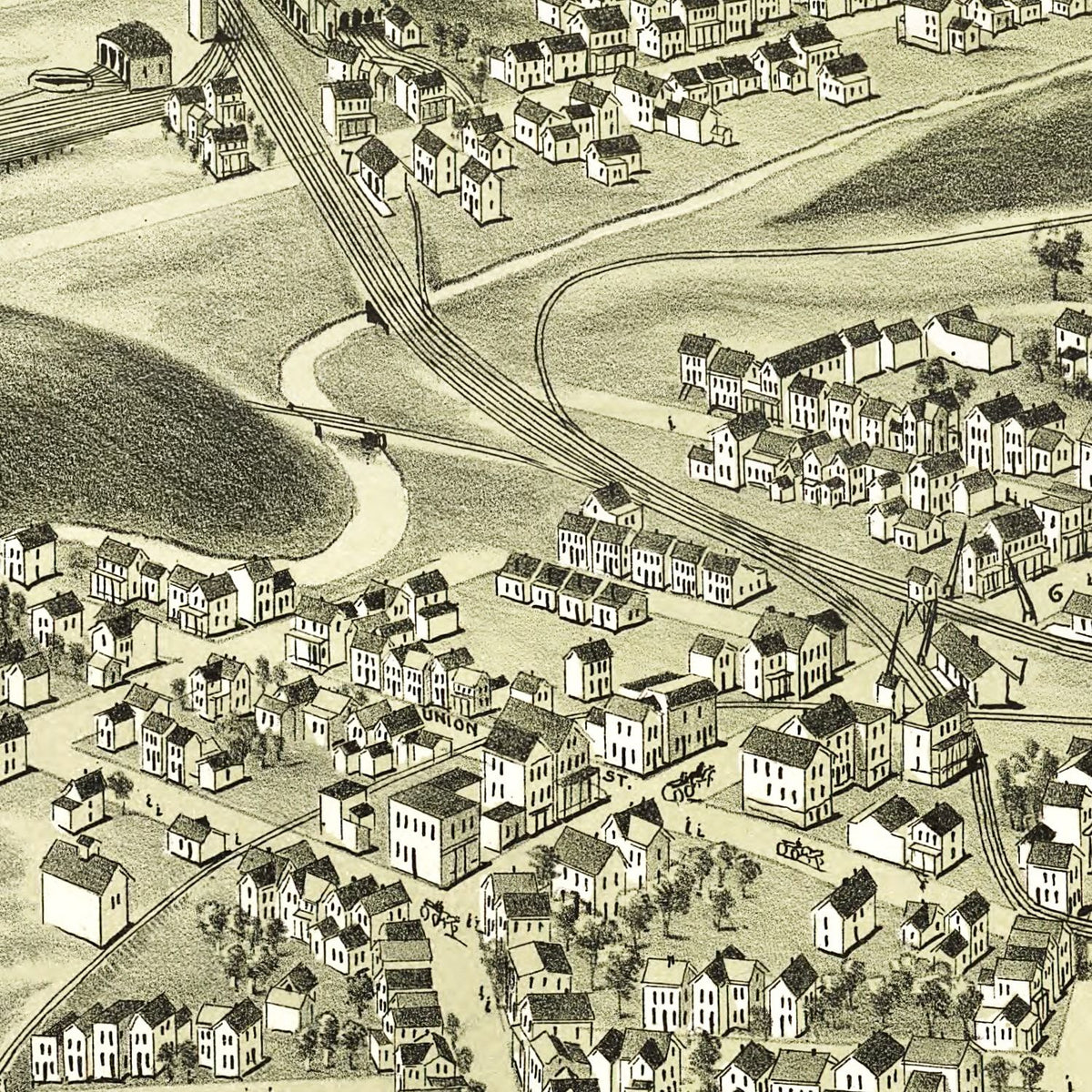 Restored historic details from the 1892 city map of Miner's Mills & Mill Creek, Pennsylvania
