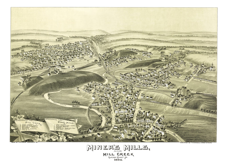 Size comparison using Vintage Map of Miner's Mills & Mill Creek, Pennsylvania 1892