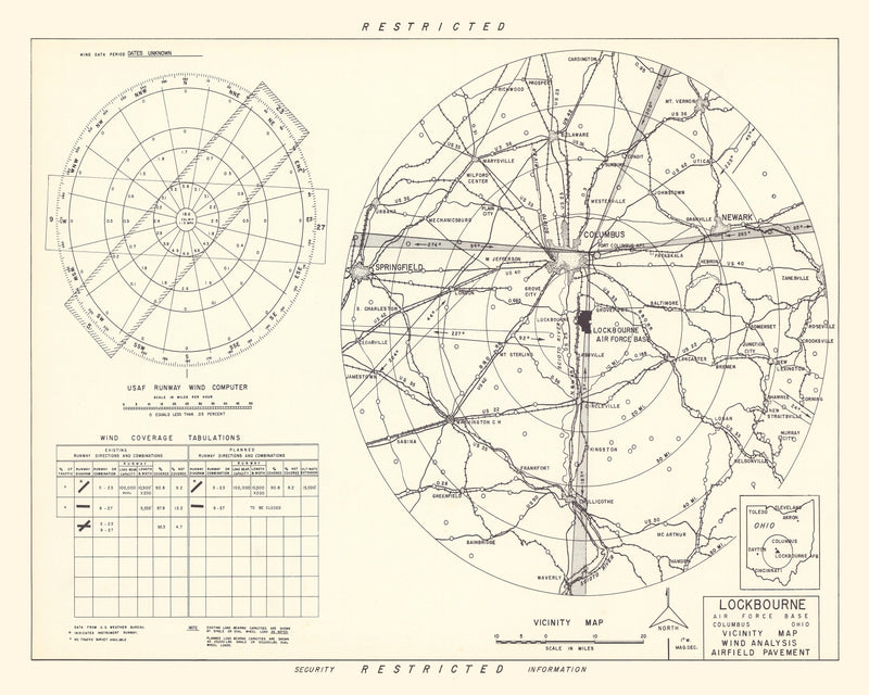 Size comparison using Vintage Map of the Lockbourne Air Force Base Vicinity, 1951
