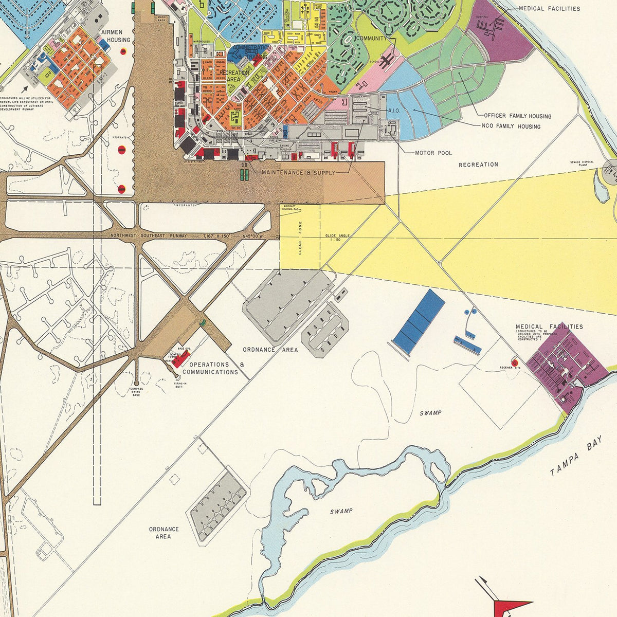 Restored historic details from the 1951 airfield map of Tampa, Florida