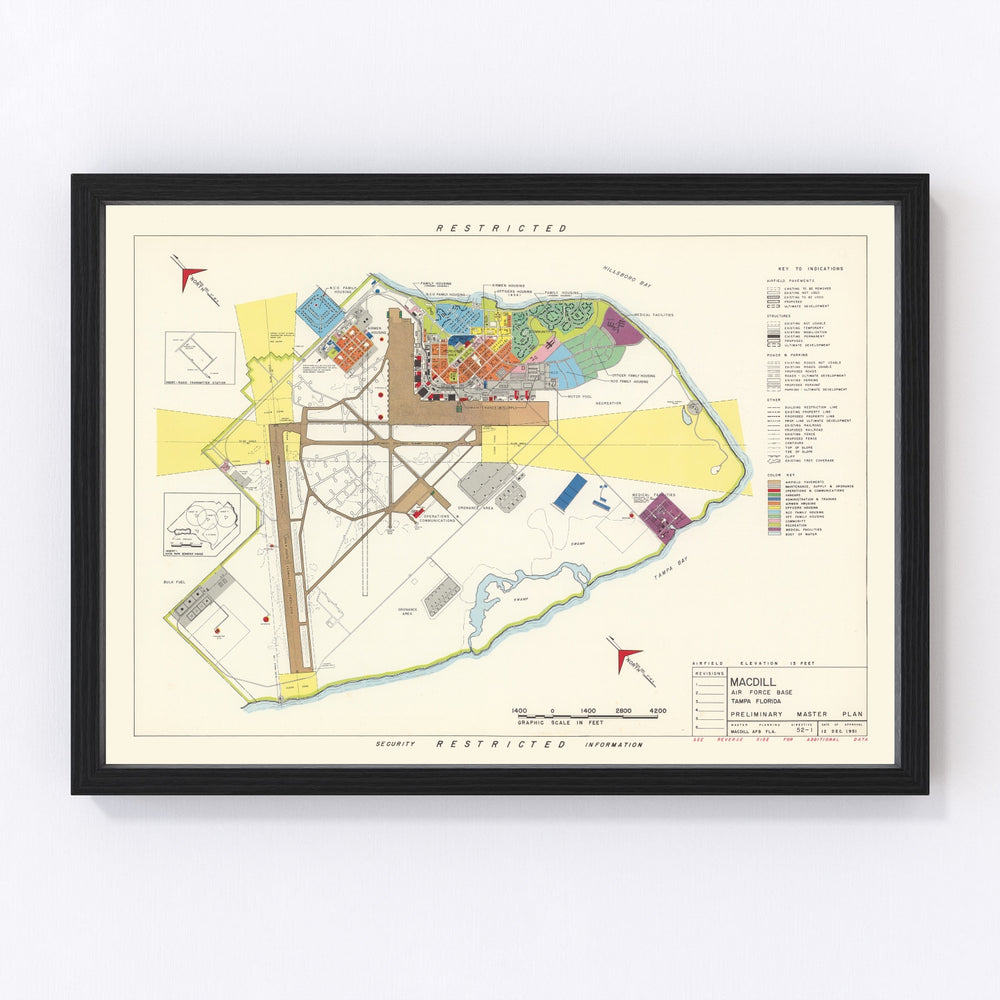 MacDill Air Force Base Vintage Map 1951