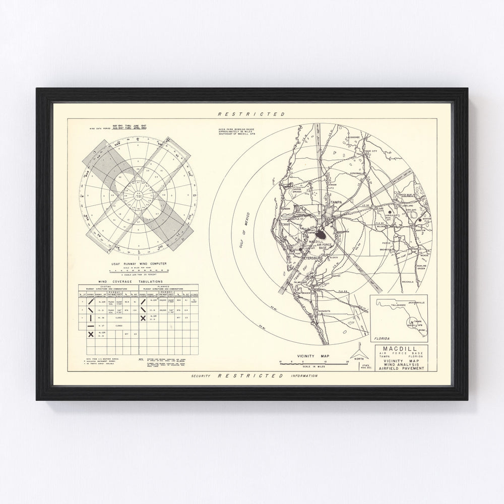 MacDill Air Force Base Vicinity Vintage Map 1951