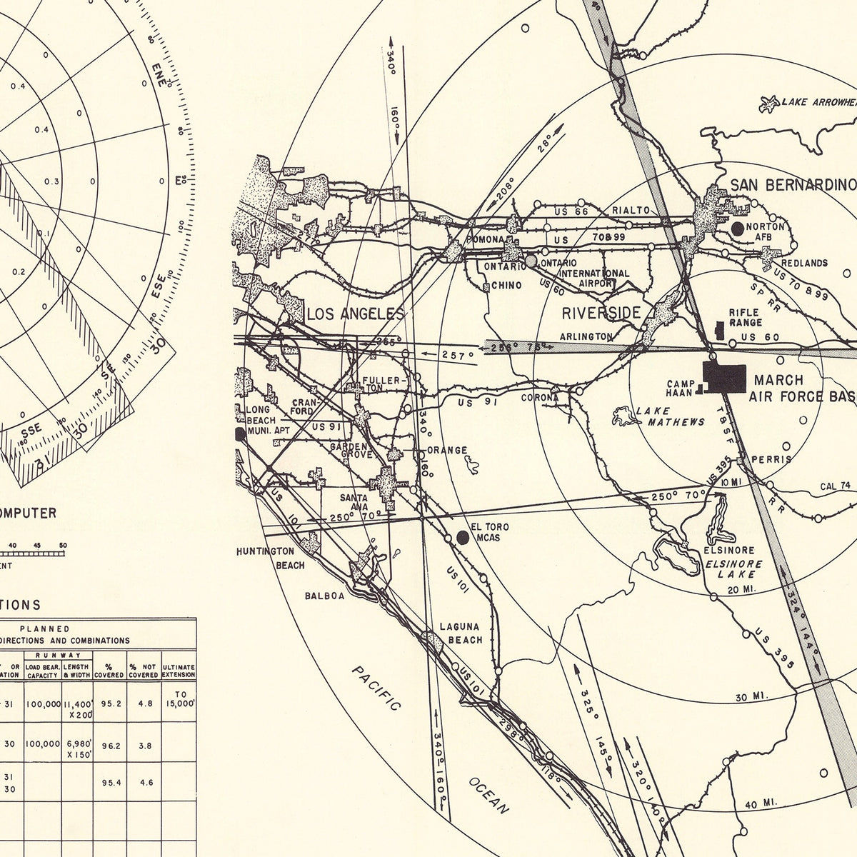 Restored historic details from the 1951 airfield map of Riverside, California