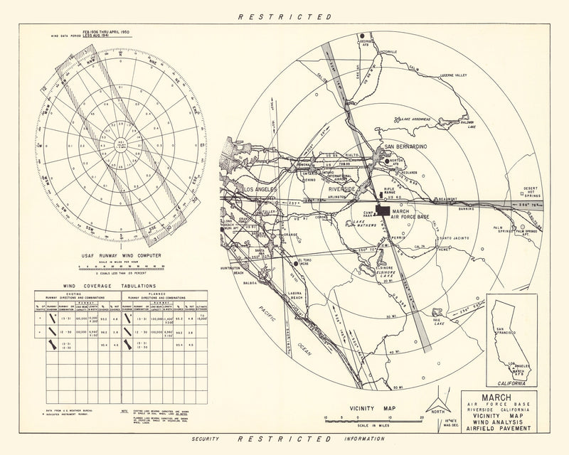 Size comparison using Vintage Map of the March Air Force Base Vicinity, 1951