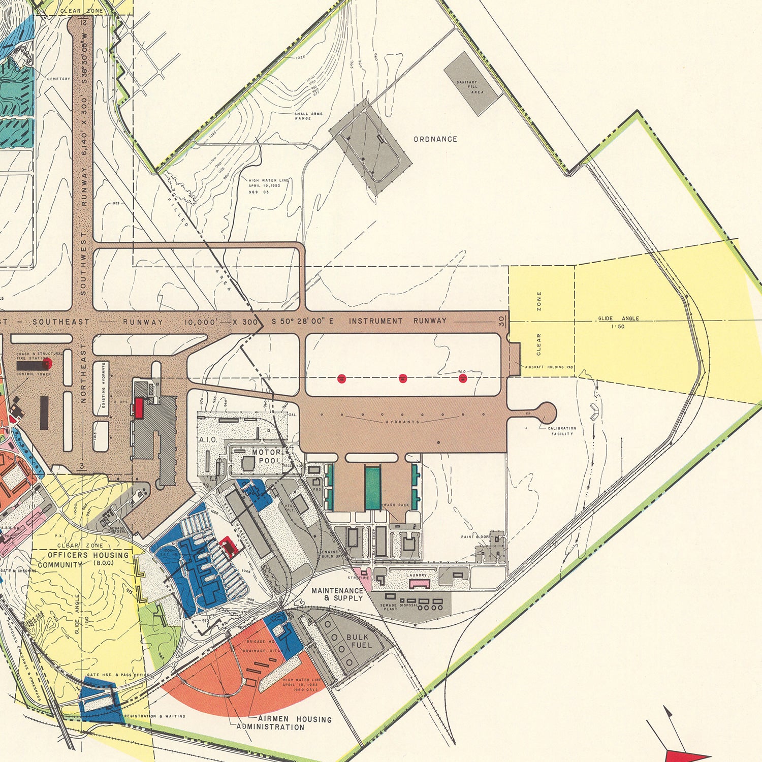 Restored historic details from the 1951 airfield map of Omaha, Nebraska