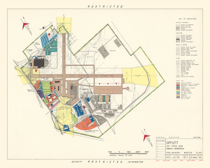 Size comparison using Vintage Map of Offutt Air Force Base, 1951
