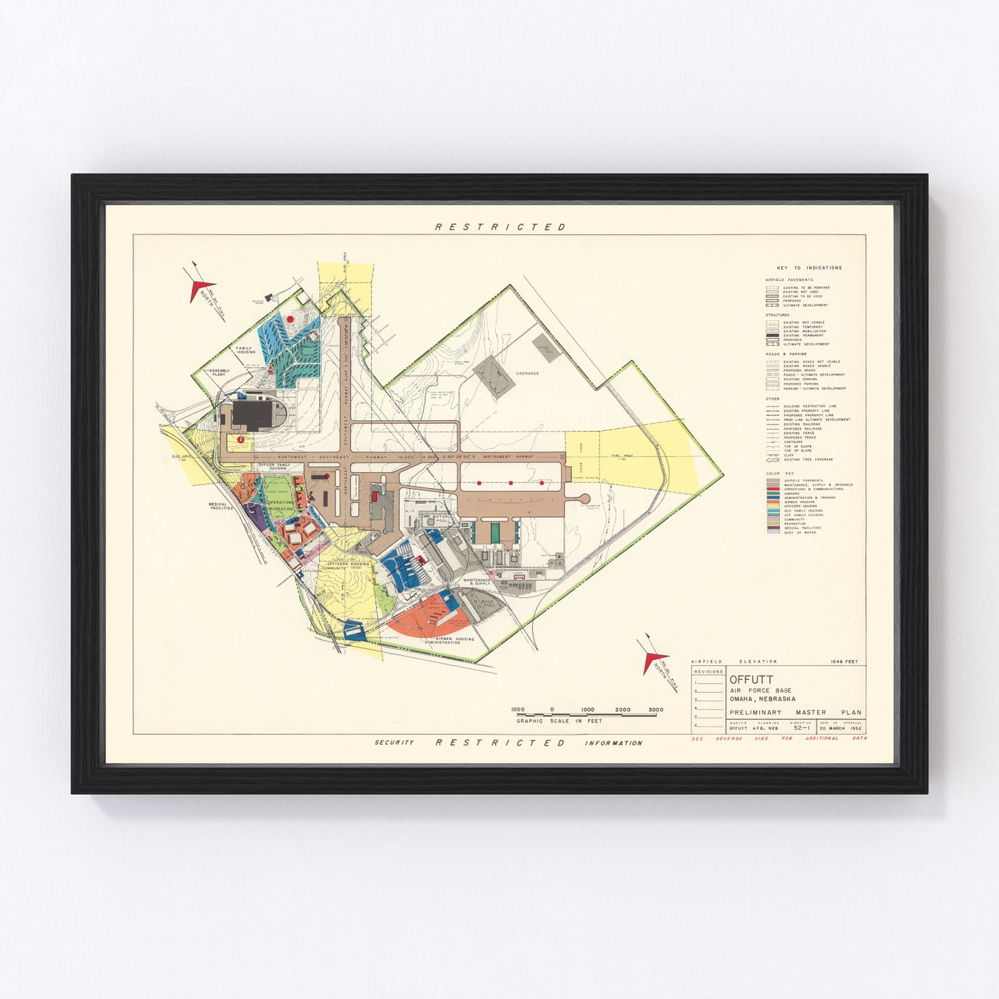 Offutt Air Force Base Vintage Map 1951