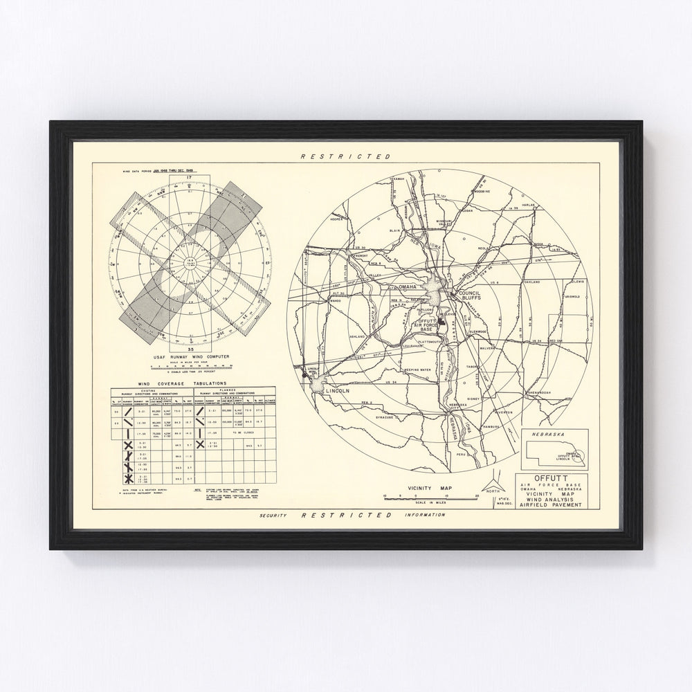 Offutt Air Force Base Vicinity Vintage Map 1952