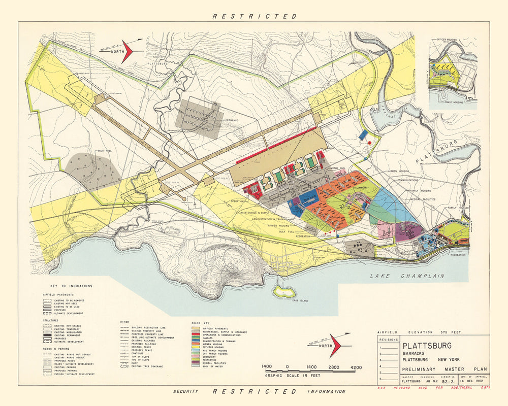Vintage Map of Plattsburg Barracks, 1952 print style example