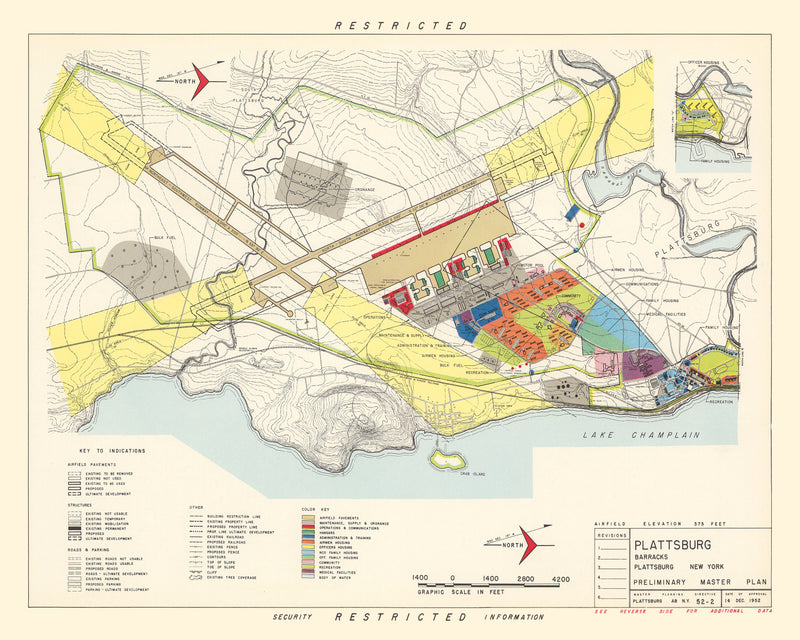 Size comparison using Vintage Map of Plattsburg Barracks, 1952