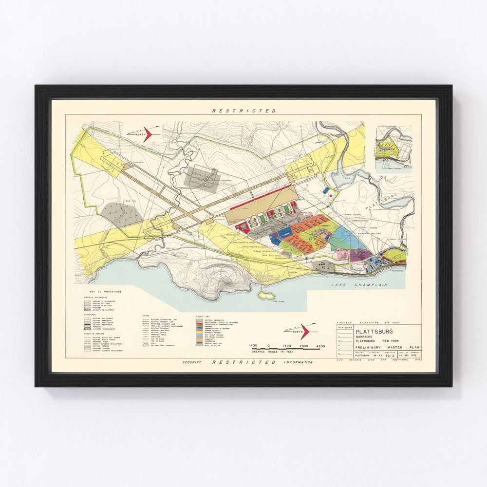 Plattsburg Barracks Vintage Map 1952